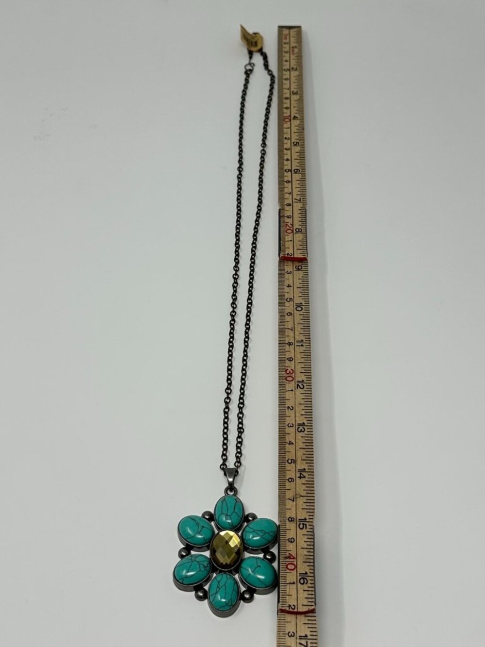 NWT Natural Life Boho Necklace Long with Turquoise Style Flower and Silver Chain - Picture 7 of 8
